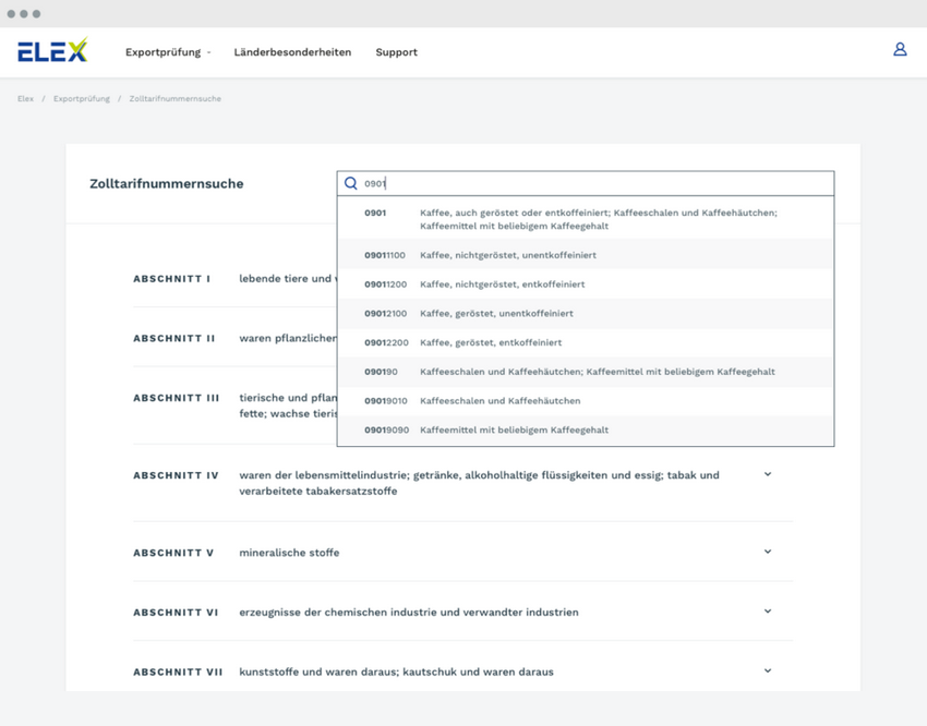 Übersicht zu allen geltenden Zolltarifnummern